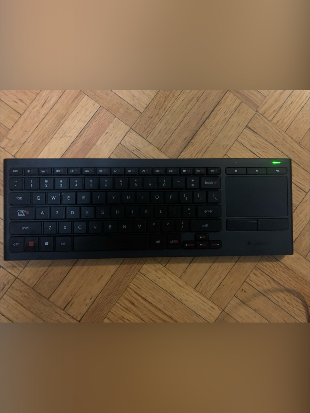 Logitech Black Compact Wireless Keyboard with Integrated Touchpad K830